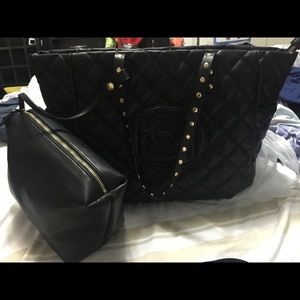 Bebe zipper tote bag with cosmetic bag